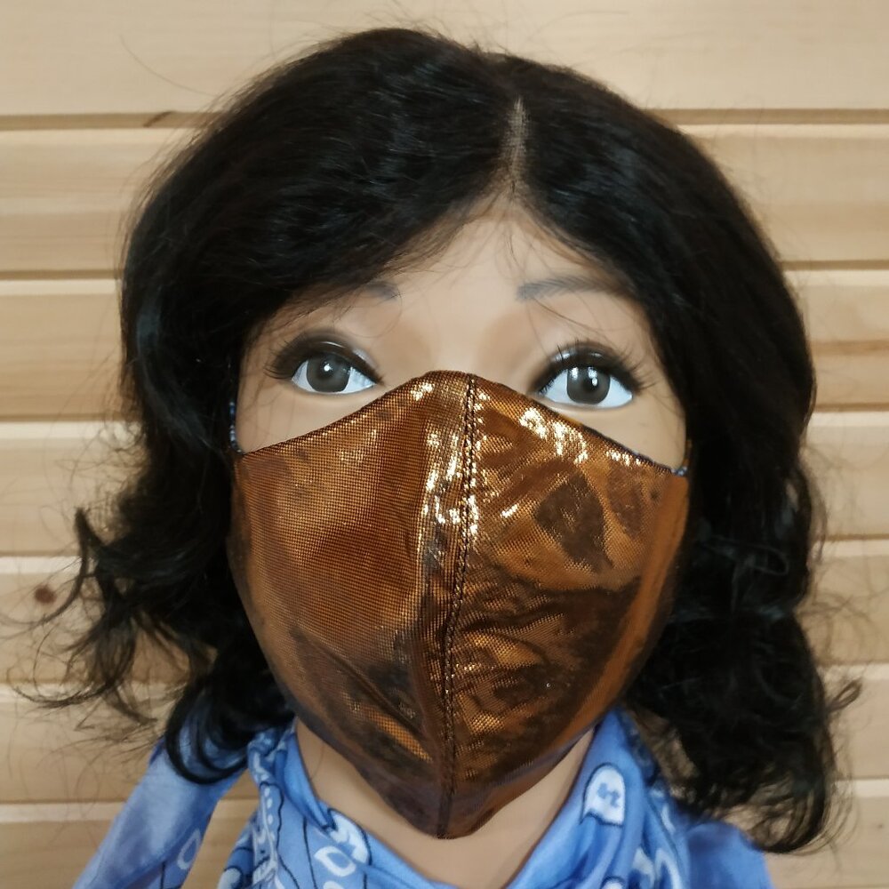 Iridescent Gold Reusable Cloth Face Mask, Glasses-Friendly